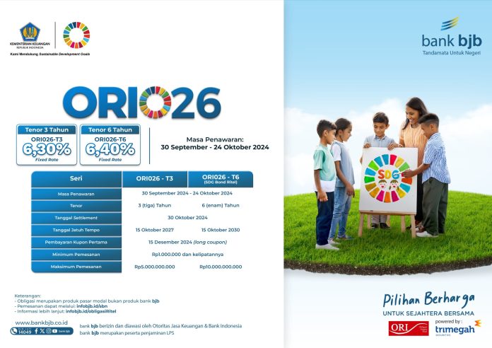 bank bjb Tawarkan ORI026 Dengan Imbal Hasil Hingga 6,4%
